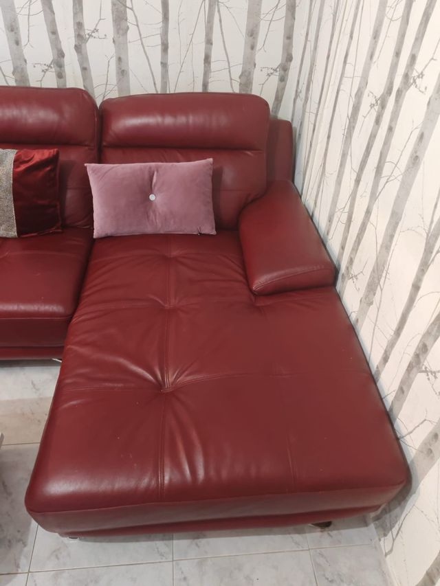 Sofá de Piel Conforama Rojo