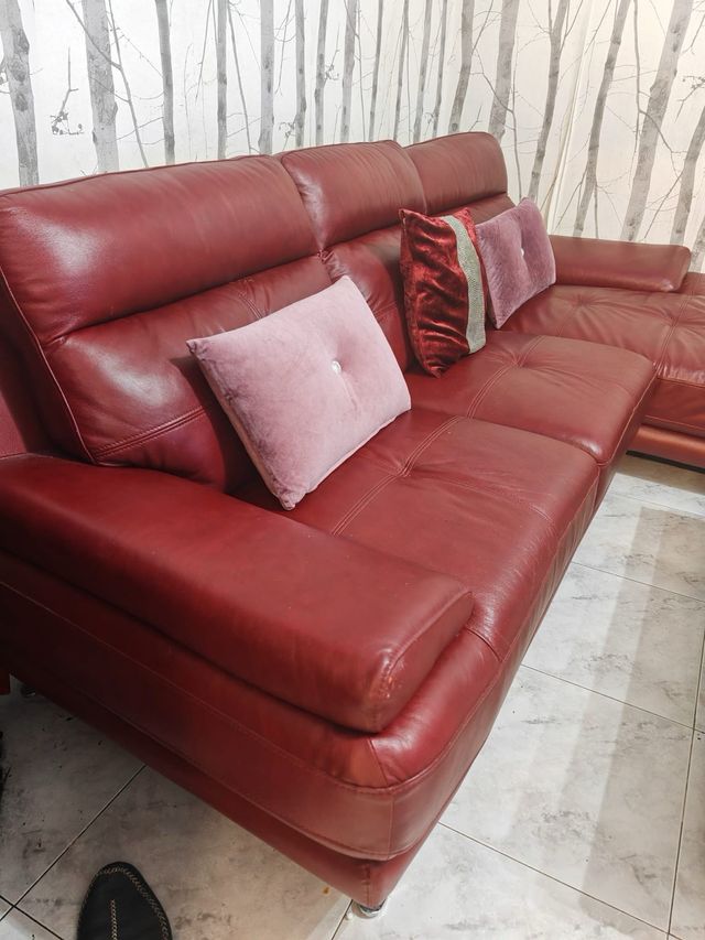 Sofá de Piel Conforama Rojo
