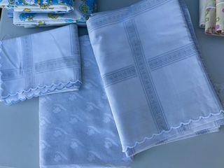 Juego de cama grande azul y blanco