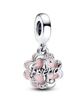 Charm Amigas Corazones Rosa y Plata