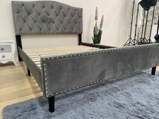 Cama Matrimonio Capitoné Gris