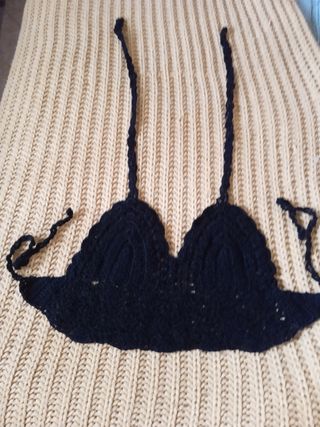 Top ganchillo verano negro