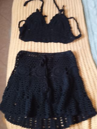 Top ganchillo verano negro