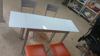 Mesa Cocina Cristal Extensible Gris