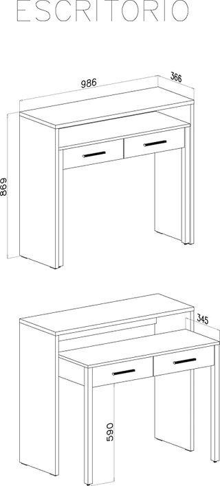Escritorio extensible estilo nórdico en roble