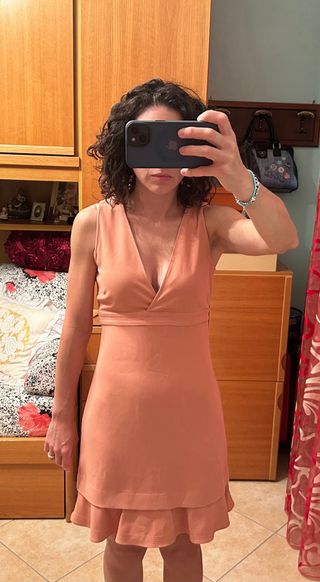 Abito elegante rosa salmone mango S