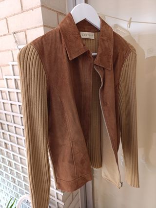Chaqueta Montoto Marrón de piel, Suede y Punto