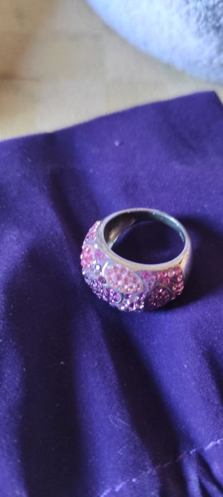 Anillo Swarovski Plata y Cristales Rosa/Morado