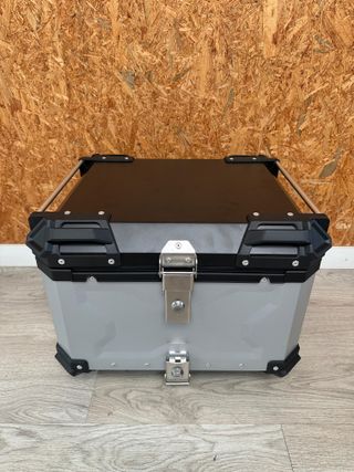 Maleta Moto Aluminio 55L Gris con Respaldo