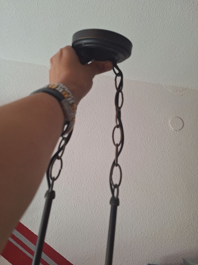 Lámpara vintage colgante de cristal y metal