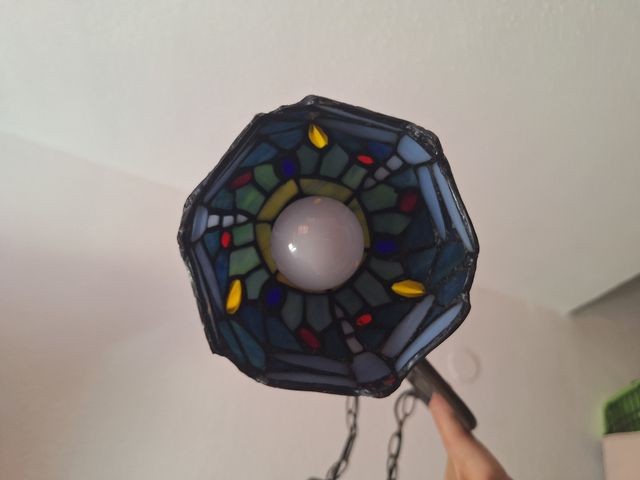 Lámpara vintage colgante de cristal y metal