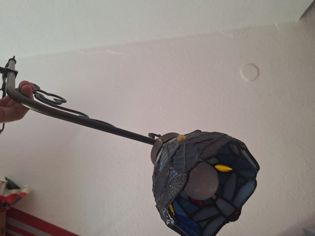 Lámpara vintage colgante de cristal y metal