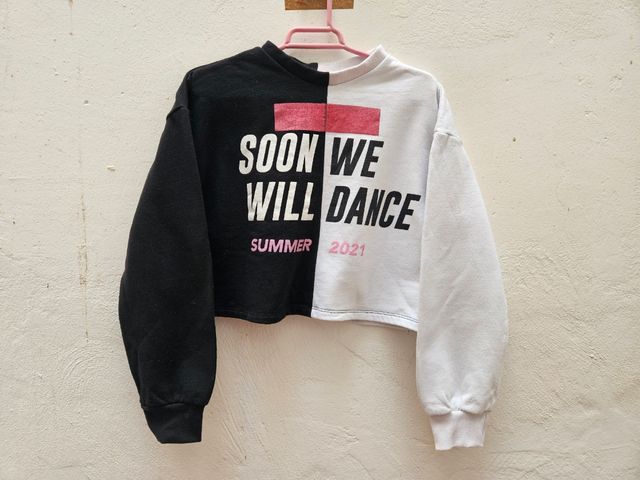 Sudadera corta Inside blanca y negra Talla S