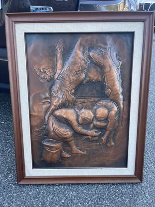 Quadro in metallo con cornice in legno