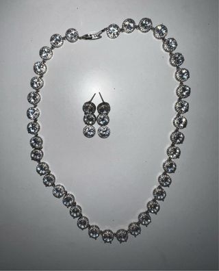 Conjunto Imitación Swarovski Plata