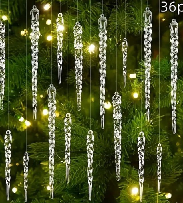 36 Carámbanos Navideños Transparentes
