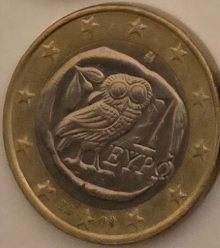 Moneda Euro Griega Diseño Búho