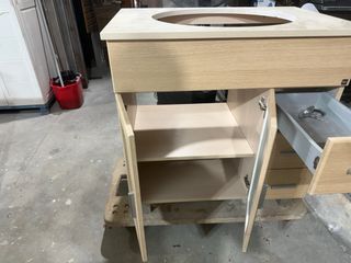 Mueble de baño madera y cristal