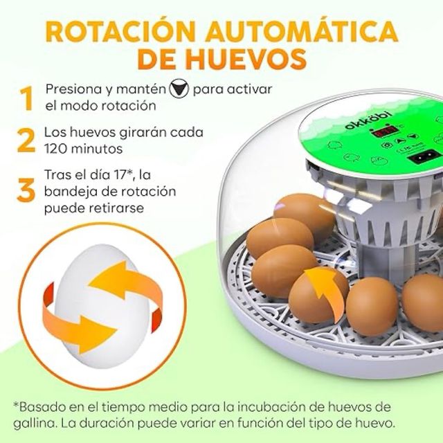 Incubadora Automática Pollos Okkobi M12 PRECINTADO
