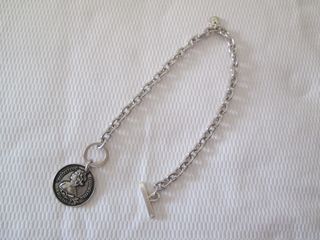 COLLAR PLATA CON MONEDA GRANDE ENVEJECIDA