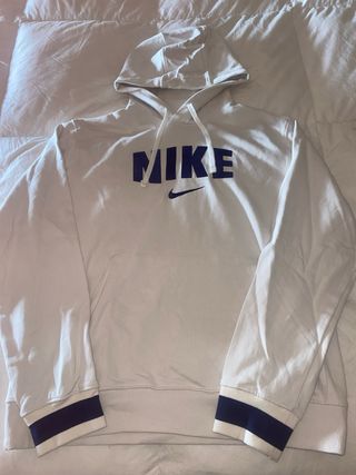Sudadera Nike Blanca con Logo Azul