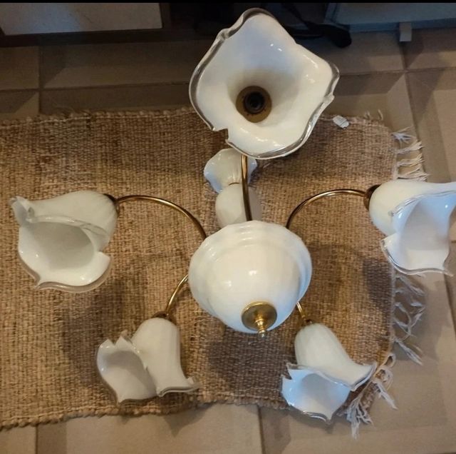 Lampadario vintage vetro e metallo