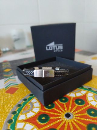 Pulsera Lotus Hombre Negra y Plateada