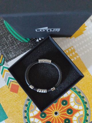Pulsera Lotus Hombre Negra y Plateada