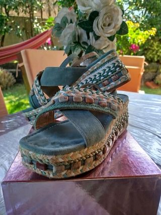 Sandalias plataforma Alma en Pena T39 turquesa