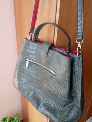 Borsa a spalla Cafè Noir effetto coccodrillo