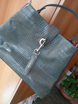 Borsa a spalla Cafè Noir effetto coccodrillo