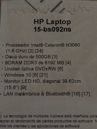 HP Laptop 15-bs092ns Intel Celeron 500GB