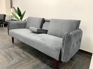Sofá Cama Gris Terciopelo Liquidamos!