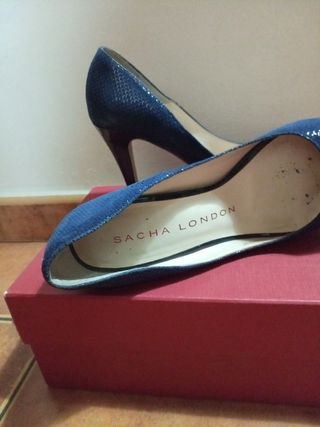 Zapatos Sacha London Azul Peep Toe Tacón 9 cm 