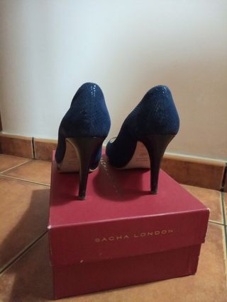 Zapatos Sacha London Azul Peep Toe Tacón 9 cm 