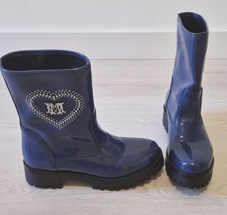Botas Love Moschino Azul Charol Corazón