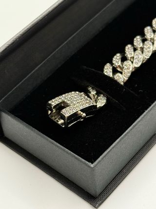 Bracciale cubano zirconi placcato argento