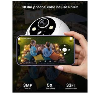 YESKANO Cámara Vigilancia WiFi Solar 2K Exterior