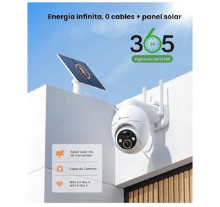 YESKANO Cámara Vigilancia WiFi Solar 2K Exterior