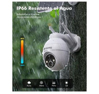 YESKANO Cámara Vigilancia WiFi Solar 2K Exterior