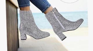 Botines plateados con purpurina