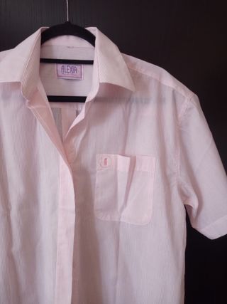 camicia bianca/rosa a righe