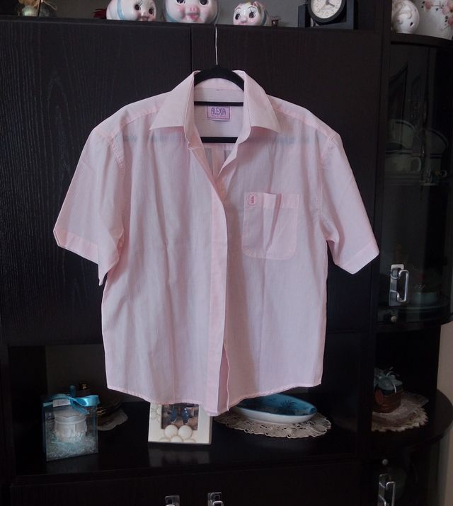 camicia bianca/rosa a righe 