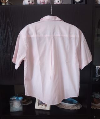 camicia bianca/rosa a righe