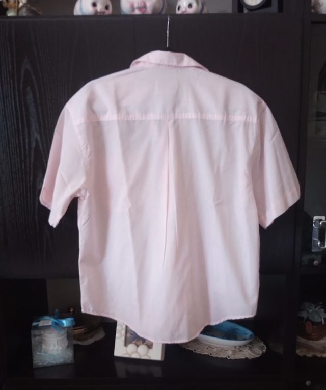 camicia bianca/rosa a righe 