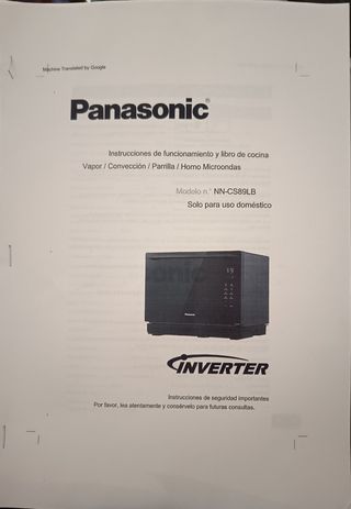 Horno Microondas Panasonic.
5 en 1 - 1300W