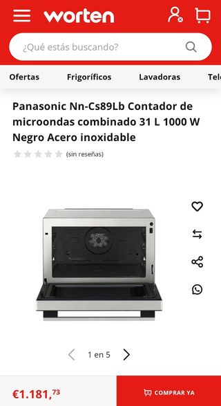 Horno Microondas Panasonic.
5 en 1 - 1300W