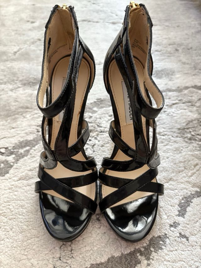 Sandalias Steve Madden Negras Tacón Alto