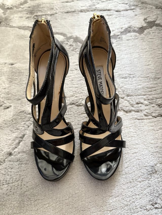 Sandalias Steve Madden Negras Tacón Alto
