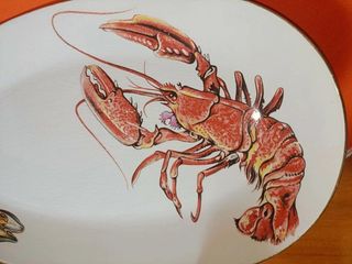 Gran fuente bogavante porcelana años 60/70